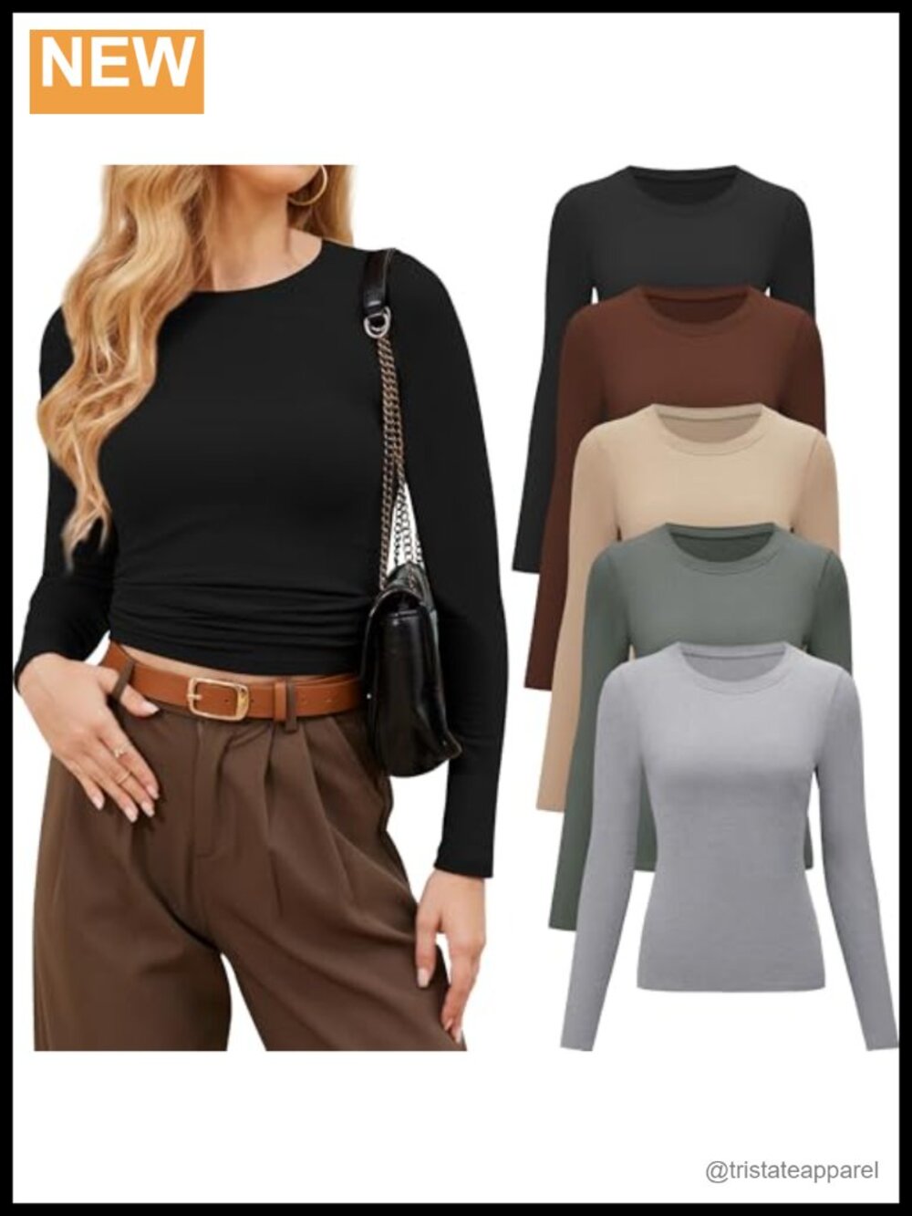 Women's Long Sleeve Crew Neck Fitted Tees Rayon Spandex Workout Tops Basic